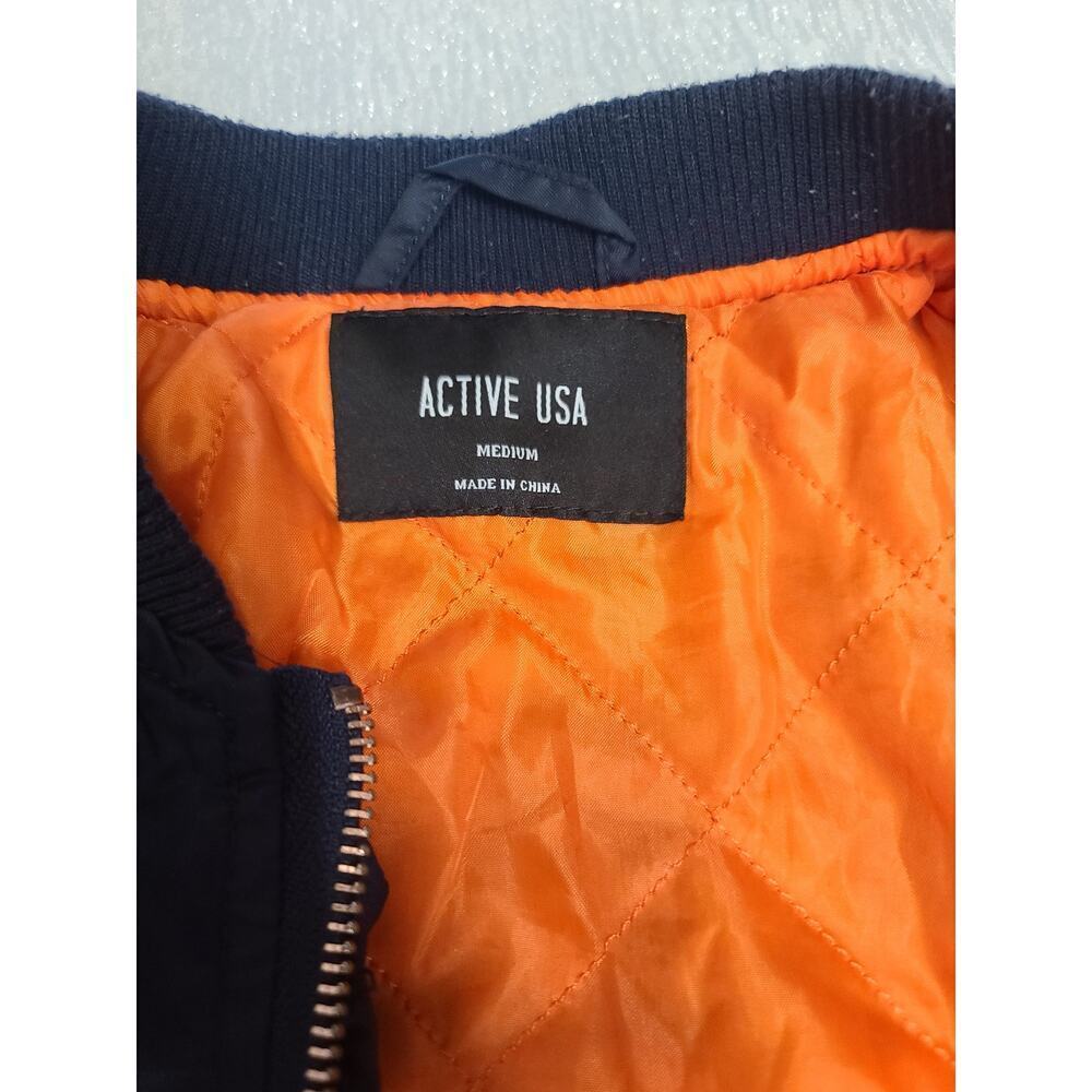 ACTIVE USA women's navy blue bomber jacket Size medium military - Picture 7 of 9